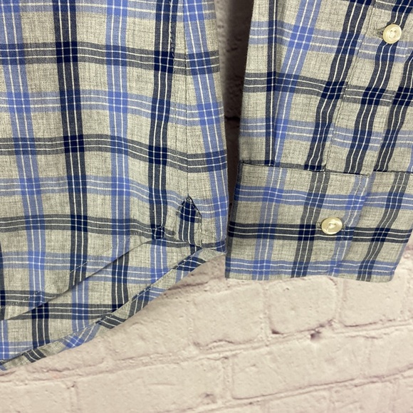 Bonobos Men's Slim-Fit Gray and Blue Plaid Button Down Long Sleeve Shirt. Sz: S - Picture 6 of 9